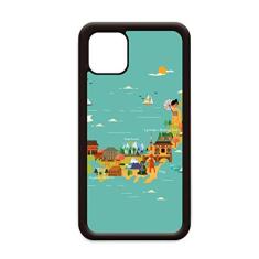 Capa tradicional de mapa da cultura japonesa para iPhone 12 Pro Max para Apple Mini Mobile Case Shell