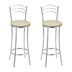 Kit 2 Banquetas Cromadas Bc26-b A110 Cromado/Bege