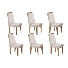 Cadeira Sala de Jantar Kit 6 Un Imbuia Veludo Creme