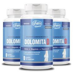Kit 3 Dolomita Com Vitamina D Unilife 120 Cápsulas