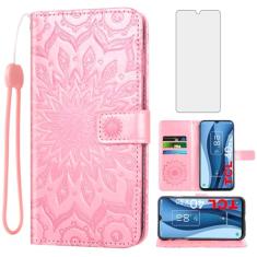 Capa de telefone para TCL 40 XE 5G (16.7 cm) / 40 X 5G (T601D) carteira com protetor de tela de vidro temperado couro fino flip suporte suporte acessórios de celular TCL40 40XE 40X T609M T601DL