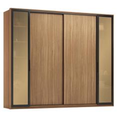 Guarda Roupa Casal Laredo Amêndola Touch Nude Prime Flex com Portas de Vidro Reflecta - Demartez