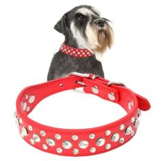 Coleira de cachorro vermelha com strass, coleira de filhote de cachorro de couro sintético chique com glitter de cristal bonito joia menina diamante gatinho coleiras para PPP XS pequeno médio animal
