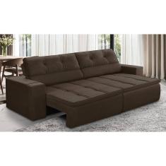 Sofá Retrátil e Reclinável 2 lugares 1,70m com Molas Stella Suede Marrom Adonai Estofados