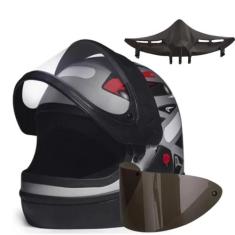 Capacete San Marino Grafic Prata Mais Narigueira Big e Viseira Fumê, P