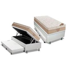 Conjunto Box Baú Solteiro: Colchão Molas Ortobom Nanolastic Elegant + 