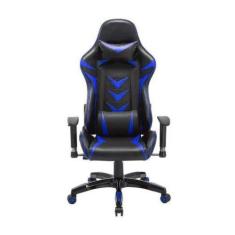 Cadeira Gamer Pelegrin em Couro PU Reclinável PEL-3003 Preta e Azul