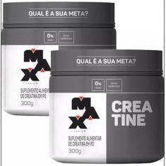 Kit c/ 2 un - creatine monohidratada pote 300g - creatina max titanium