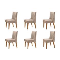 Conjunto Com 6 Cadeiras Safira Rufato, Imbuia/Veludo Creme