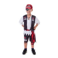 Fantasia De Pirata Infantil, Caribe, Jack Sparrow, Kit 6 Peças - Fanta