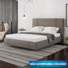 Cama Casal Flutuante Star Linho - Skybox - SKYBOX BOX E BAÚS, Marrom