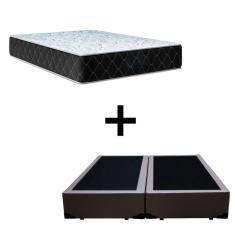 Cama Box Casal 138 Bipartido Tecido Sintético Marrom Com Colchão Marrocos - Poliéster - Espuma D33 30cm