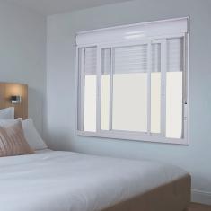 Janela de Aluminio Persiana Automatica 110V 150x120cm 2 Folhas Branco