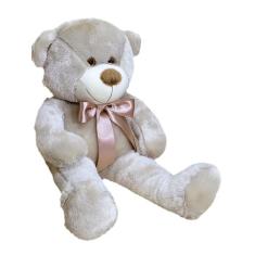 Urso de Pelúcia Baunilha Leo 50 cm com no Laço Antialérgico - Pandora 