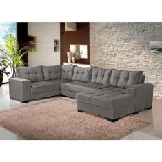 Sofá de Canto 6 Lugares Dijon com Chaise Veludo Animale - Mobly