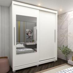 Guarda Roupa 2 Portas Com Espelho k/PÉS Agata Branco - Gelius - Gelius