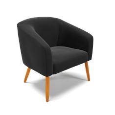 Poltrona Stella Suede Preto Pés Palito Castanho - D'Rossi