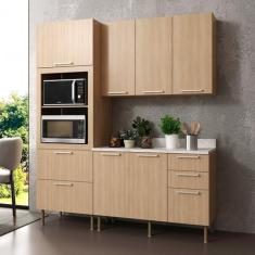 Cozinha Compacta Tulipa 170cm 3 Peças, 6 Portas e 5 Gavetas com Diviso