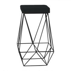 Banqueta Decorativa Kathy Base Preta Veludo Preto - Gran Belo