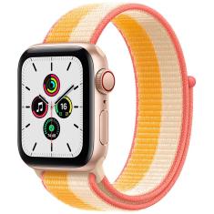 Apple Watch Se GPS + Cellular 40mm Caixa Dourada de Alumínio Pulseira Loop Esportiva Fubá/Branca