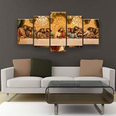 Santa Ceia Dourada Quadros Decorativos 130x60cm RL13M5