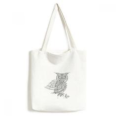 Bolsa de lona preta com pintura de pássaro, bolsa de compras casual