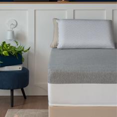 Colchão Solteiro King Guldi Dream Mola Ensacada (30x96x203) com Travesseiro Guldi Soft Nasa Branco e Cinza