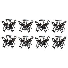 Kit 8 Jogos De Mesa Bistrô De Madeira Dobrável Com 3 Banquetas - Tabaco