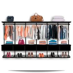 Guarda Roupa Closet Aramado Modulado Gaveta MDF 3,70m PT