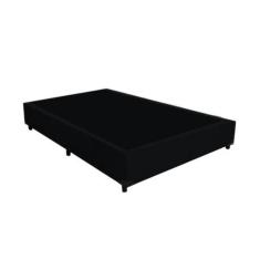 Base Cama Box Casal Suede Preto RC Sono Leve 38x138x188