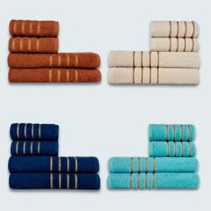 Jogo De Toalhas 16 Pç Coleção Dubai 100% Algodão Mr+bg+az+vd