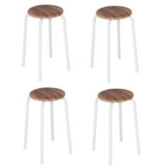 Kit 4 Banquetas Sintético Espuma D12 48x33cm Aço Expert Ciplafe Branco/Capuccino