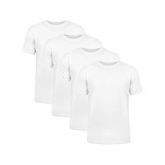 Kit 4 Camisetas 100% Algodão 30.1 Penteadas (Branca, P)