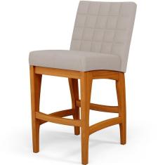 Banqueta Baixa Cozinha Bancada Sala De Jantar L02 Bege