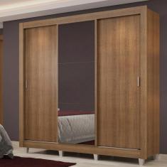 Guarda Roupa Casal Lyon Plus 3 Portas de Correr com Espelho 4 Gavetas Madesa