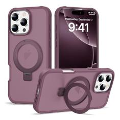 DORAFIN Capa para iPhone 16 Pro Max com suporte de anel invisível, proteção contra quedas militar compatível com Mag-Safe Matte translúcida traseira antiderrapante à prova de choque 6,9 polegadas