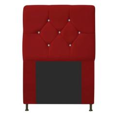 Cabeceira França Estofada Strass 90cm Cama Box Solteiro Suede Vermelho - Amarena Móveis
