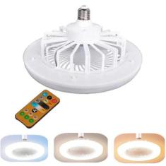 Luminária Led Com Ventilador Integrado Teto E27 Controle - Bivena