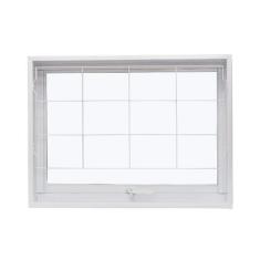 Janela de Aço Maxim-Ar 50x50cm com Grade Quadriculada e Vidro Boreal Q