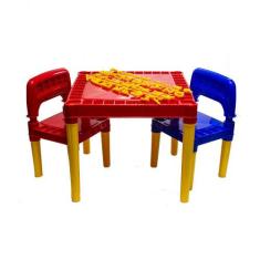 Mesa / Mesinha Infantil 2 Cadeiras Plástica Educativo Tritec
