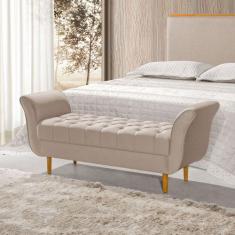 Recamier Pés Palito em Madeira Marajó 1,50m Capitonê Veludo Bege - VIL