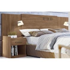 Painel Cama Box Madeirado Casal/Queen Havana Plus c/ 2 Mesas e 2 Gavetas Jatobá - Santos Andirá