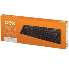 Teclado Multimidia com Fio OEX FLAT 104 Teclas TC300 Preto