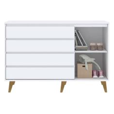 Berço Americano Ludmila e Cômoda Gran Lorena Branco Acetinado Bétula com Colchão Gazin – Carolina Baby