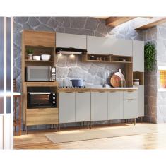 Cozinha Completa 6 Peças Paneleiro Simples Balcão Para Pia Cooktop E Torre 2 Fornos Veneza Mel/Arenas