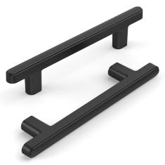 KNOKLOCK Pacote com 10 puxadores de armário de cozinha 3,75 polegadas (96 mm) puxadores de armário de cozinha preto fosco puxadores de gaveta para armário guarda-roupa