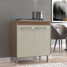 Balcão Modulado Com Tampo Fidelitá Paris 70 Cm 2 Portas Nogal/Salinas 