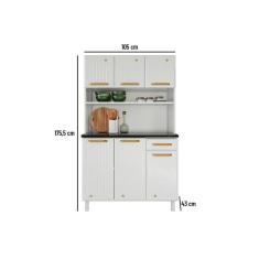 Armário Aéreo Cozinha Modulado Diamante Smart C- 6 Portas E 1 Gaveta 105cm Branco-preto - Telasul