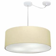 Lustre Pendente Cilíndrico Com Desvio Md-4266 Cúpula em Tecido 60x21cm Algodão Crú - Bivolt