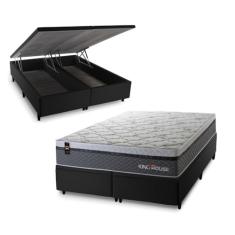 Conjunto Box Baú Benton Cinza 158x198x78 c/ Molas Ensacadas